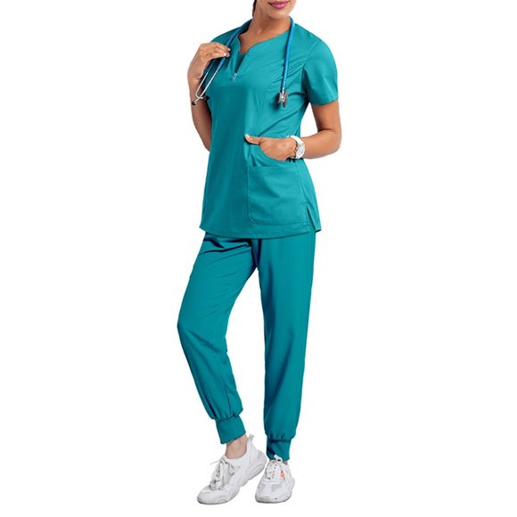 Premium Medical Scrubs Set for Women & Men - Green - Picture 3 of 6